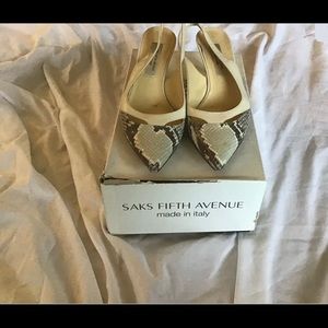 Saks fifth Avenue snake kitten heels